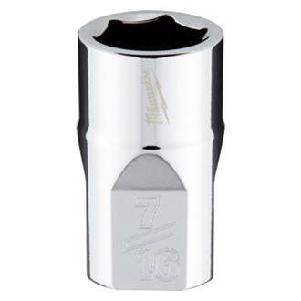 Milwaukee® - 3/8" Drive 7/16" 6-Point SAE Standard Socket with FOUR FLAT™ Sides