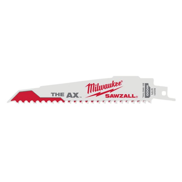 Milwaukee® - SAWZALL™ THE AX™ 5 TPI 6" Bi-Metal Sloped Reciprocating Saw Blades (5 Pieces)