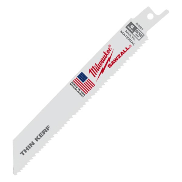 Milwaukee® - SAWZALL™ 8/12 TPI 6" Bi-Metal Straight Thin Kerf Reciprocating Saw Blades (5 Pieces)