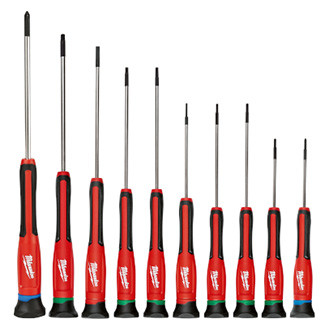 Milwaukee® - 10-piece Multi Material Handle Color Coded Precision Phillips/Slotted/Torx Mixed Screwdriver Set