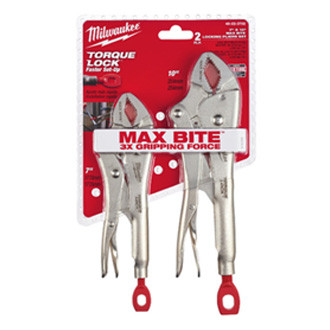 Milwaukee® - Torque Lock™ Max Bite™ 2-piece 7" to 10" Metal Handle V/ Jaws Locking Pliers Set
