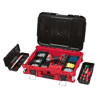 Milwaukee® 48-22-8424 - PACKOUT™ Plastic Black/Red Portable Tool Box (22" W x 16" D x 7" H)