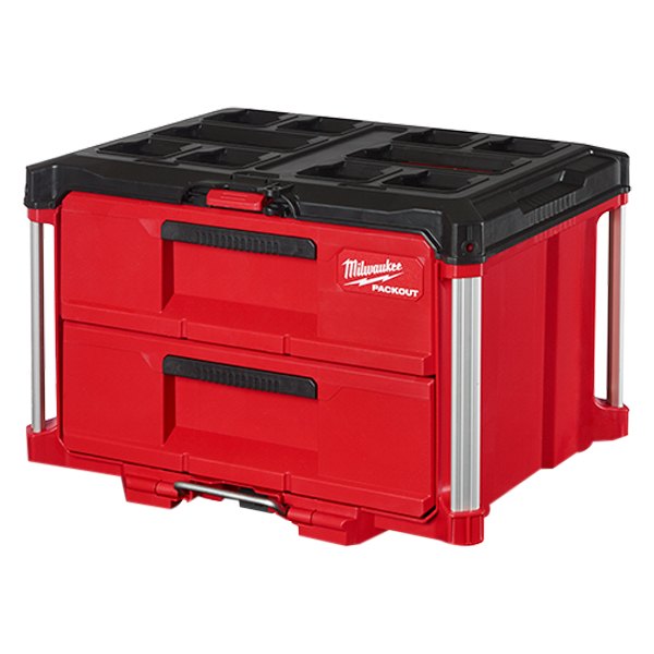 Milwaukee® - PACKOUT™ 2-Drawer Plastic Red/Black Portable Tool Box (22.2" W x 16.3" D x 14.3" H)