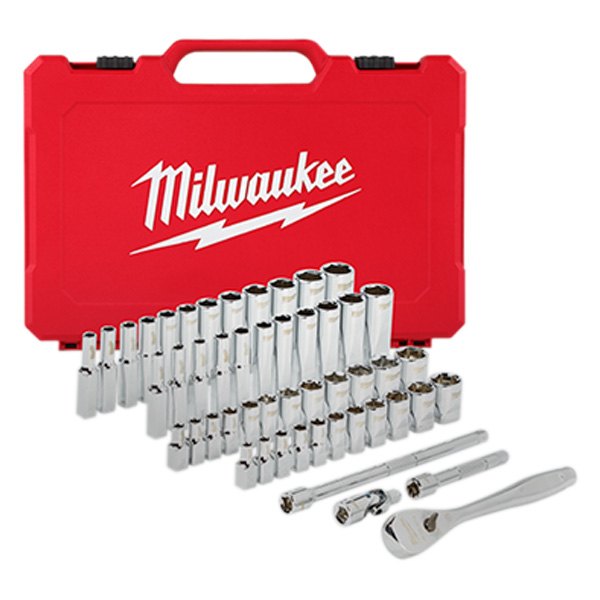 Milwaukee® - 1/4" Drive SAE/Metric Ratchet and Socket Set, 50 Pieces