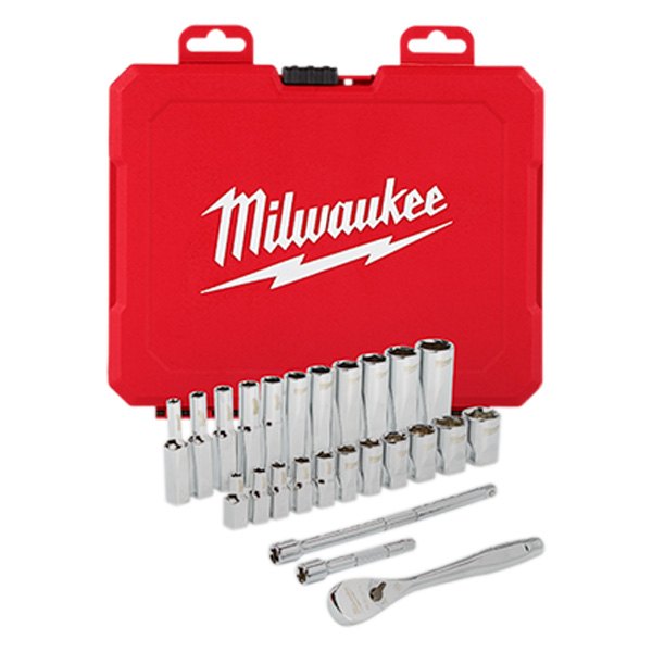 Milwaukee® - 1/4" Drive SAE Ratchet and Socket Set, 26 Pieces