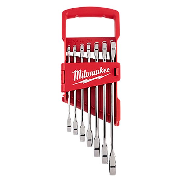 Milwaukee® - 7-piece 3/8" to 3/4" 12-Point Straight Head Ratcheting Combination Wrench Set