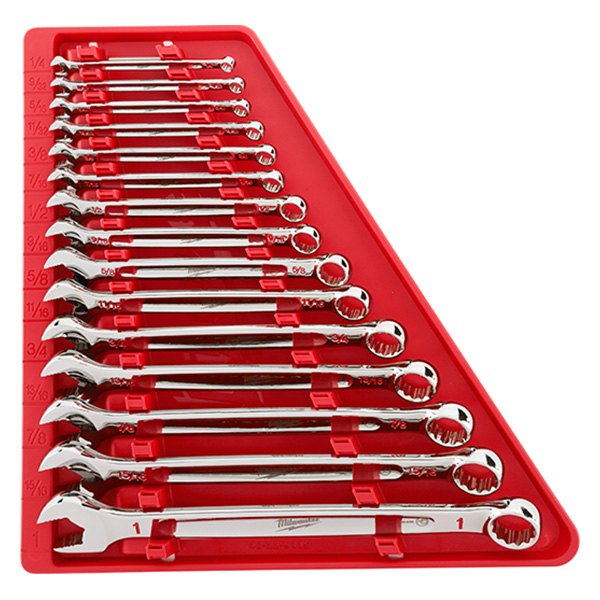 Milwaukee® - MAXBITE™ 15-piece 1/4" to 1" 12-Point Angled Head Combination Wrench Set