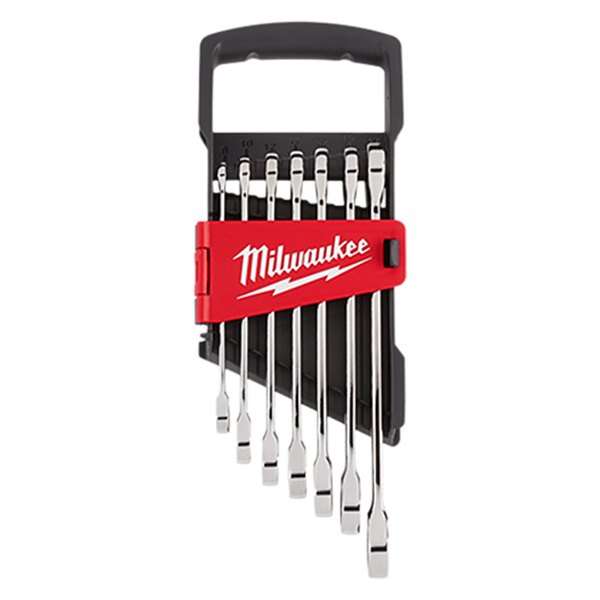 Milwaukee® - 7-piece 8 to 17 mm 12-Point Straight Head Ratcheting Combination Wrench Set
