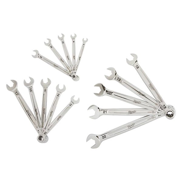 Milwaukee® - 15-piece 8 to 22 mm 12-Point Straight Head Full Polished Combination Wrench Set