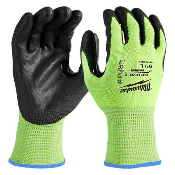 Milwaukee® - Large Level 2 Hi-Viz Green/Black Nitrile Cut Resistant Gloves