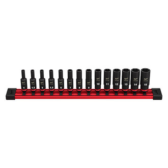 Milwaukee® - SHOCKWAVE Impact Duty™ 1/4" Drive Metric 6-Point Deep Impact Socket Set (14 Pieces)