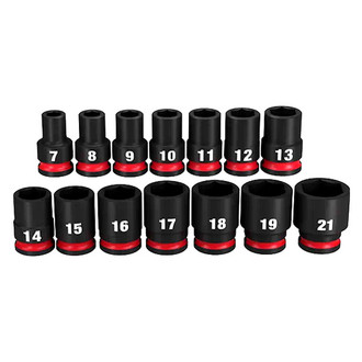 Milwaukee® - SHOCKWAVE Impact Duty™ 3/8" Drive Metric 6-Point Standard Impact Socket Set (14 Pieces)