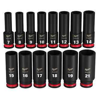 Milwaukee® - SHOCKWAVE Impact Duty™ 3/8" Drive Metric 6-Point Deep Impact Socket Set (14 Pieces)
