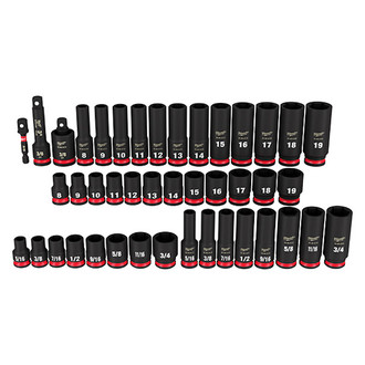 Milwaukee® - SHOCKWAVE Impact Duty™ 3/8" Drive SAE/Metric 6-Point Deep Impact Socket Set (43 Pieces)
