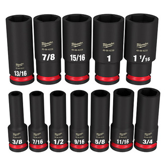 Milwaukee® - SHOCKWAVE Impact Duty™ 1/2" Drive SAE 6-Point Deep Impact Socket Set (12 Pieces)