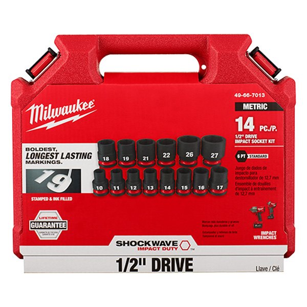 セット Milwaukee SHOCKWAVE 3/4 in. Drive Metric 6 Point Impact Socket Set