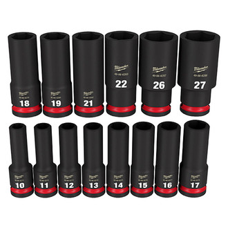 Milwaukee® - SHOCKWAVE Impact Duty™ 1/2" Drive Metric 6-Point Deep Impact Socket Set (14 Pieces)