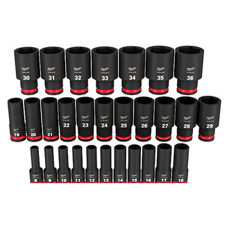 Milwaukee® - SHOCKWAVE Impact Duty™ 1/2" Drive Metric 6-Point Deep Impact Socket Set (29 Pieces)