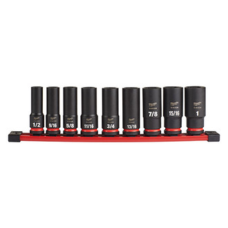 Milwaukee® - SHOCKWAVE Impact Duty™ 1/2" Drive SAE 6-Point Deep Impact Socket Set (9 Pieces)