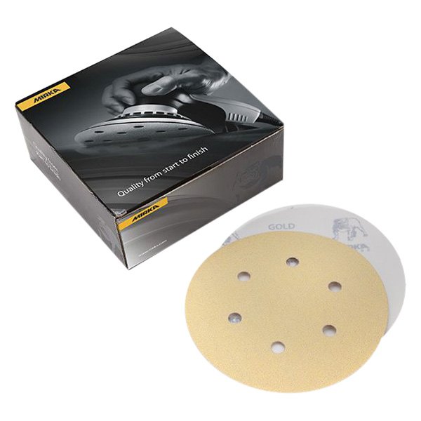 Mirka Abrasives® - 6" 60 Grit Aluminum Oxide 6-Hole Hook-and-Loop Disc (50 Pieces)