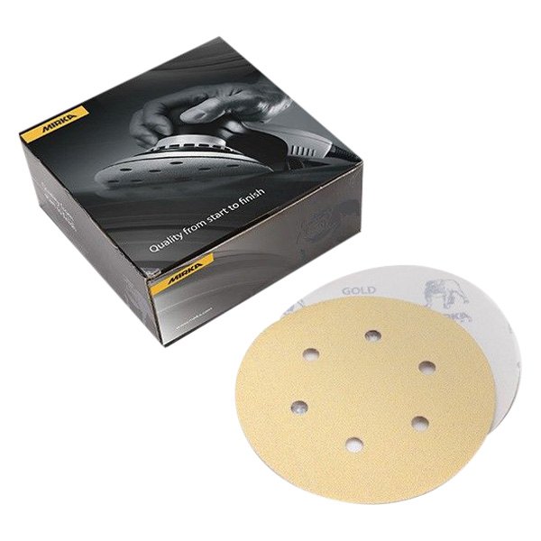 Mirka Abrasives® - 6" 100 Grit Aluminum Oxide 6-Hole Hook-and-Loop Disc (50 Pieces)