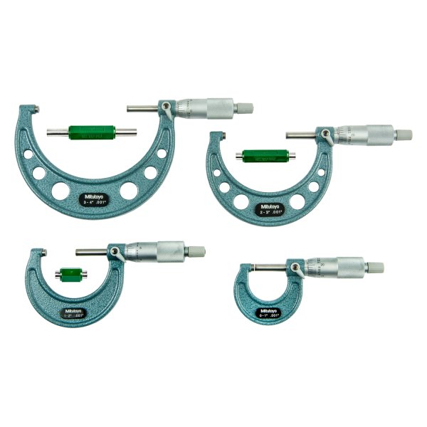 Mitutoyo® - 103 Series™ 0 to 4" SAE Mechanical Outside Micrometer Set