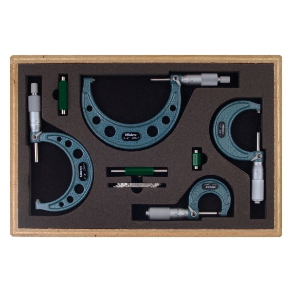 Mitutoyo® - 103 Series™ 0 to 4" SAE Mechanical Outside Micrometer Set