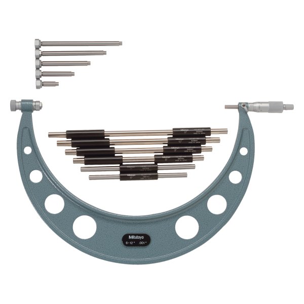 Mitutoyo® - 104 Series™ 6 to 12" SAE Mechanical Outside Micrometer with Interchangeable Anvils