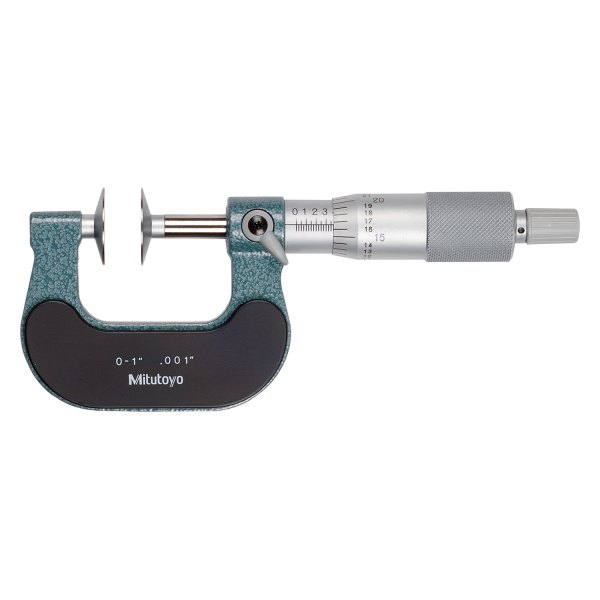 Mitutoyo® - 123 Series™ 0 to 1" SAE Mechanical Outside Rotating Spindle Disk Micrometer