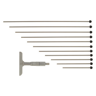 Mitutoyo® - 129 Series™ 0 to 12" SAE Mechanical Interchangeable Rod Type Depth Micrometer