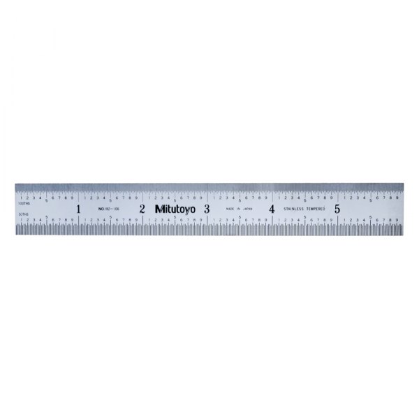 Mitutoyo® - Series 182™ 6" (150 mm) SAE/Metric Stainless Steel Wide Rigid Ruler