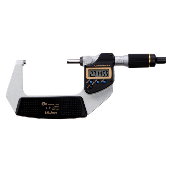 Mitutoyo® - 293 Series™ 2 to 3" SAE and Metric Digital QuantuMike Coolant-Proof Outside Micrometer