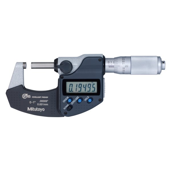 Mitutoyo® - 293 Series™ 0 to 1" SAE and Metric Digital Coolant-Proof Outside Micrometer