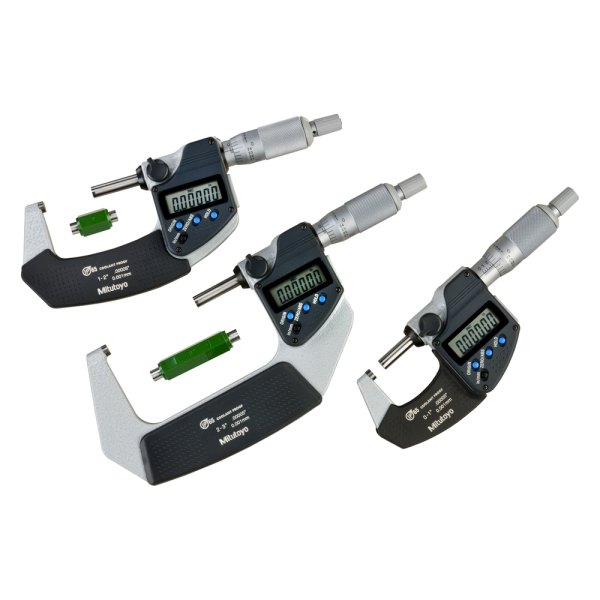 Mitutoyo® - 293 Series™ 3-piece SAE and Metric Digital Coolant-Proof Outside Micrometer Set