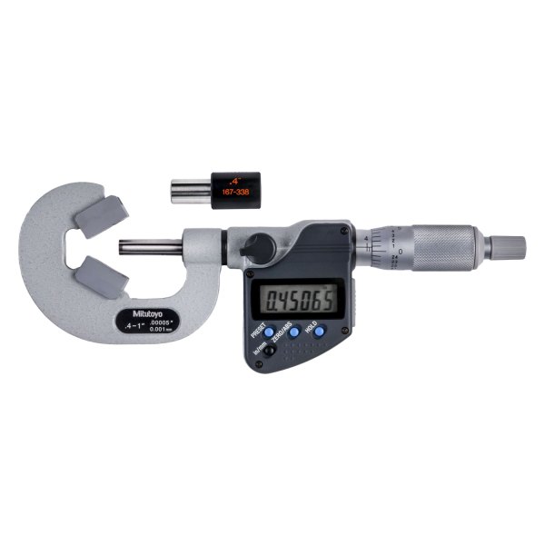 Mitutoyo® - 314 Series™ 0.4 to 1" SAE and Metric Digital Outside V-Anvil Micrometer