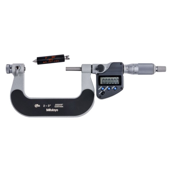 Mitutoyo® - 326 Series™ 2 to 3" SAE and Metric Digital Interchangeable Anvil-Spindle Tip Type Outside Micrometer
