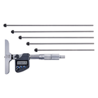 Mitutoyo® - 329 Series™ SAE and Metric Digital Interchangeable Rod Type Depth Micrometer