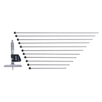 Mitutoyo® - 329 Series™ 0 to 12" SAE and Metric Digital Interchangeable Rod Type Depth Micrometer