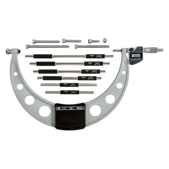 Mitutoyo® - 340 Series™ 6 to 12" SAE and Metric Digital Outside Micrometer with Interchangeable Anvils
