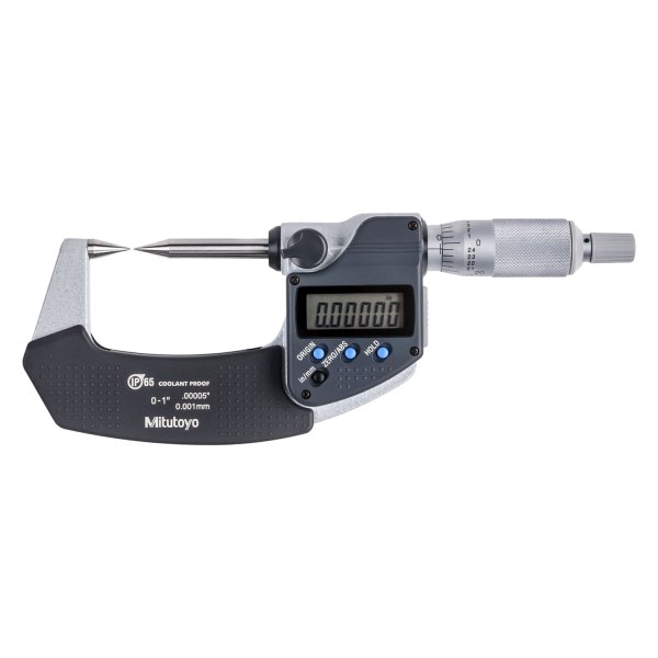 Mitutoyo® - 342 Series™ 0 to 1" SAE and Metric Digital Point Outside Micrometer