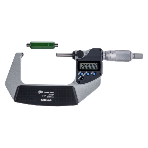 Mitutoyo® - 395 Series™ 2 to 3" SAE and Metric Digital Spherical Face Outside Micrometer