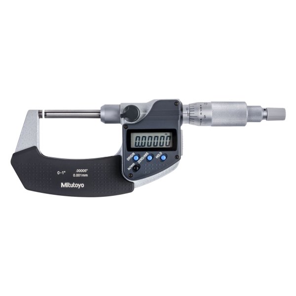 Mitutoyo® - 406 Series™ 0 to 1" SAE and Metric Digital Non-Rotating Spindle Type Outside Micrometer