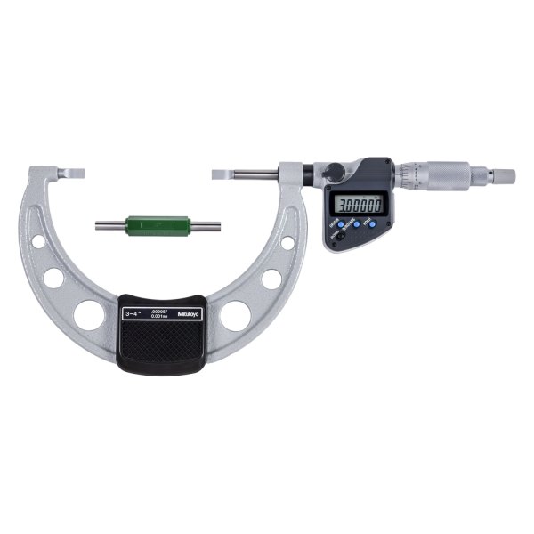 Mitutoyo® - 422 Series™ 3 to 4" SAE and Metric Digital Outside Non-Rotating Spindle Blade Micrometer