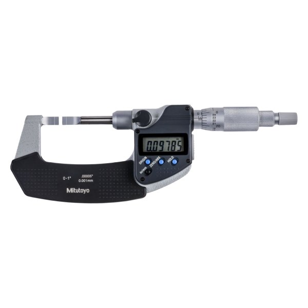 Mitutoyo® - 422 Series™ 0 to 1" SAE and Metric Digital Outside Non-Rotating Spindle Blade Micrometer