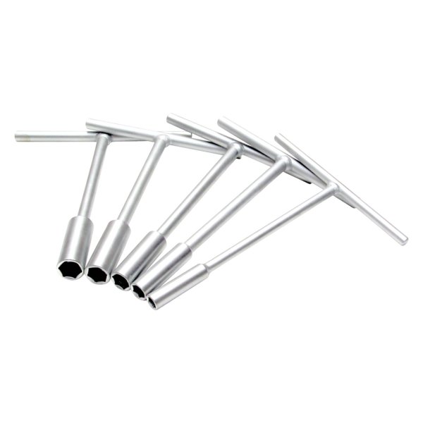 Motion Pro® - x 6-3/4" Metric Chrome Vanadium Nickel-pewter T-Style Socket End Wrench Set, 5 Pieces