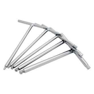 Motion Pro® - 5-Piece 5/32" to 3/8" SAE Double Tip Metal Grip T-Handle Ball End Hex Key Set