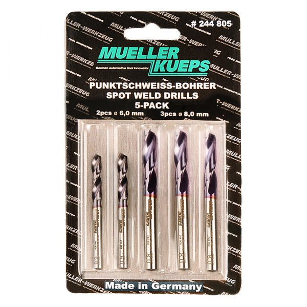 Mueller-Kueps® - 5-piece 3/8" HSSE-TiCN Double-End Spot Weld Drill Bit Set 