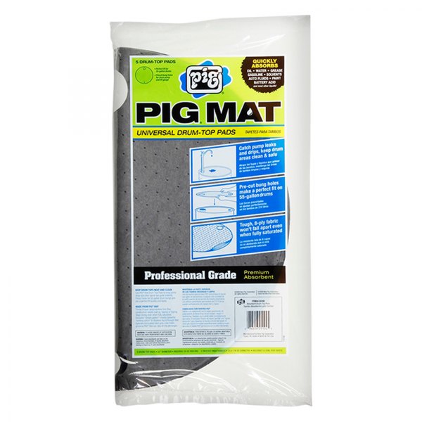 New Pig® - 22" Gray Drum-Top Absorbent Pads (5 Pieces)