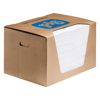 New Pig® MAT440 - 20" x 15" White Heavy-Weight Oil/Fuel Absorbent Mat Pads (100 Pieces)