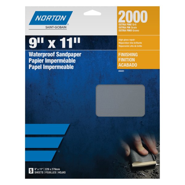 Norton® - Black Ice™ T401 11" x 9" P2000 Grit Silicon Carbide Waterproof Sanding Sheet (50 Pieces)